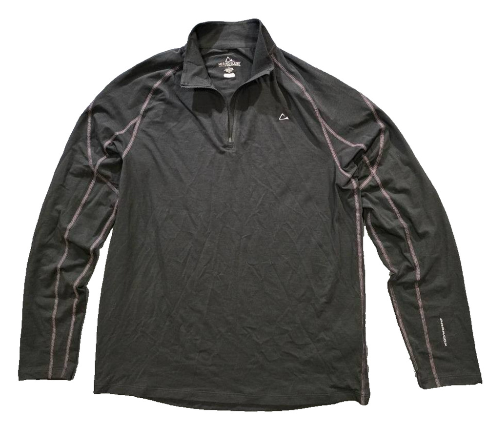 Merino Blend by Paradox pullover L Black 1/4 Zip merino wool Base Dri A010426